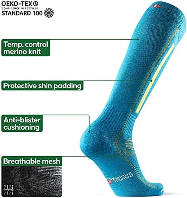 DANISH ENDURANCE CHAUSSETTES SKI THERMIQUES MÉRINOS - MONTANTES POUR LES CHAUSSURES HAUTES