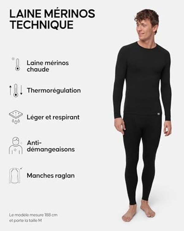 DANISH ENDURANCE SOUS-VÊTEMENTS THERMIQUES MÉRINOS - CHAUD PAR TEMPS FROID, FRAIS PAR TEMPS DOUX
