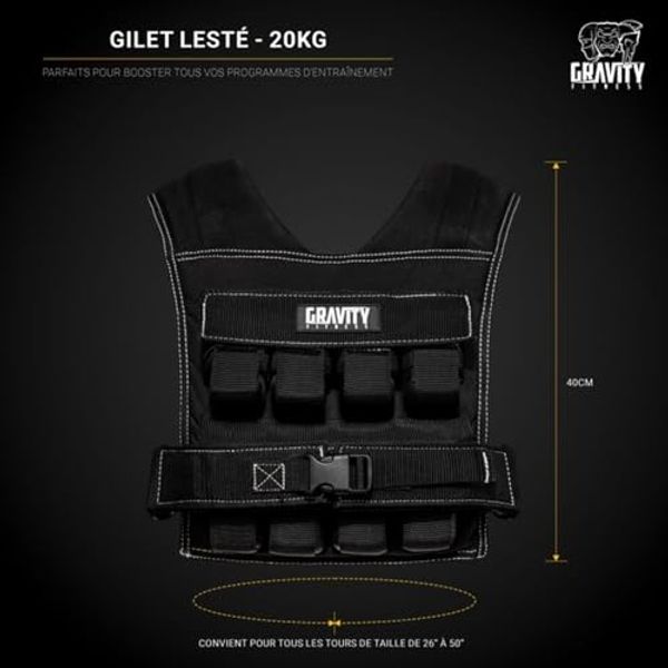 GRAVITY FITNESS WEIGHTED VEST 15-20KG - CONFIGUREZ LE POIDS SELON LE WOD