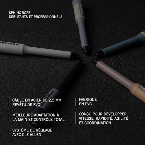 PICSIL SPHINX CORDE À SAUTER - POIGNÉES ALUMINIUM