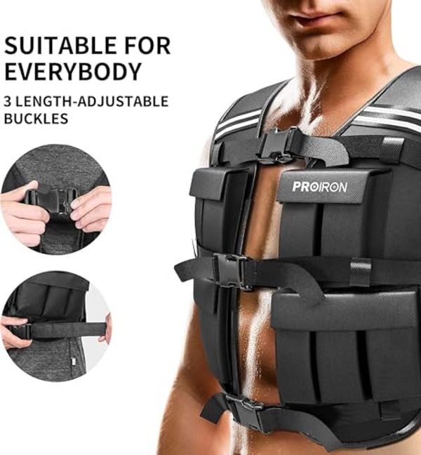 PROIRON GILET LESTÉ 20KG RÉGLABLE - 0 À 20KG PAR PALIERS DE 1KG