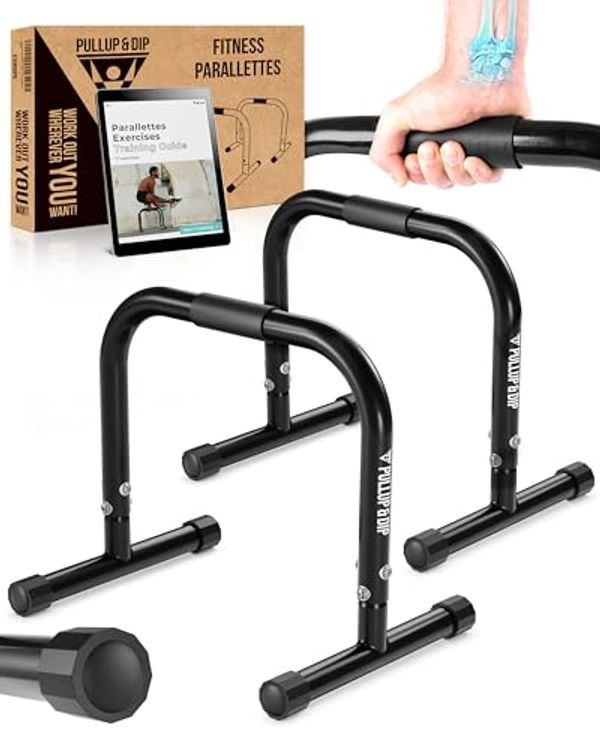 PULLUP & DIP PARALLETTES FITNESS - 43CM : DIPS + L-SIT + CALISTHENICS AVANCÉ