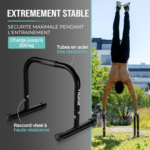 PULLUP & DIP PARALLETTES FITNESS - 38MM EXTRA-LARGE : CONFORT POIGNETS