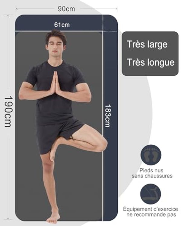 TAPIS FITNESS GRAND 190×90CM 15MM - 15MM NBR : GENOUX ET COUDES PROTÉGÉS