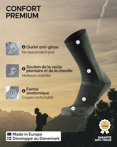 DANISH ENDURANCE CHAUSSETTES RANDONNÉE FINES MÉRINOS - Une épaisseur fine