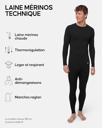 DANISH ENDURANCE SOUS-VÊTEMENTS THERMIQUES MÉRINOS - CHAUD PAR TEMPS FROID, FRAIS PAR TEMPS DOUX