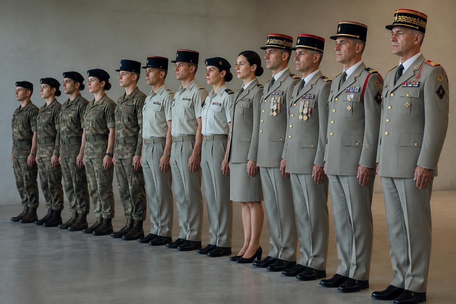 Grades dans l'armée de terre : hiérarchie complète illustrée Grades dans l'armée de terre : hiérarchie complète illustrée